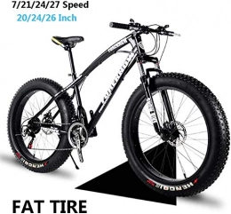 Shirrwoy Vélos de montagne Fat Tires Shirrwoy VTT pour Les Hommes et Les Femmes Adultes, Cadre en Acier Haute teneur en Carbone, VTT Hardtail, Frein à Disque mécanique, 20 / 24 / 26 Pouces Fat Tire 7 / 21 / 24 / 27 Vitesses, 20 Pouces, 27speed