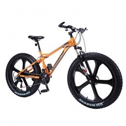 Dengjiam Vélos de montagne Fat Tires Vélo De Montagne 26 Pouces Vélo De Montagne 4.0 Gros Pneu Vélo De Montagne Vélo À Double Disque De Frein en Acier À Haute Teneur en Carbone 7 / 21 / 24 / 24 Vitesse Vélo-Jaune_21