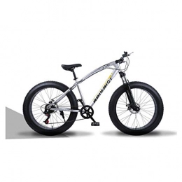 Dengjiam Vélos de montagne Fat Tires Vélo De Montagne Bicyclettes Motoneiges VTT 24 / 26 Pouces Roue À Rayons Cross-Country Vitesse Variable Vélo De Plage Vitesse 21 24 27 Speed-Silver_26Inch_24