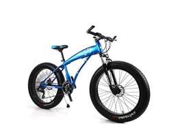 DYM Vélos de montagne Fat Tires Vélo De Montagne Hardtail Vélo De Montagne 7 / 21 / 24 / 27 Vitesses Mens Vtt Vélo 24 Pouces Fat Tire Vélo De Route Vélo Pédales De Vélo Avec Freins À Disque Et Fourche À Suspension, Bleu, 21 vitesses