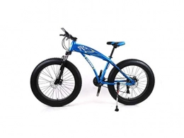 DYM vélo Vélo De Montagne Hommes Vélo De Montagne 7 / 21 / 24 / 27 Vitesses, 26 Pouces Fat Tire Vélos De Route Vélo De Neige Avec Freins À Disque Et Fourche À Suspension, Bleu, 24 vitesses