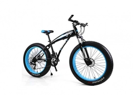 DYM Vélos de montagne Fat Tires Vélo De Montagne Hommes Vélo De Montagne 7 / 21 / 24 / 27 Vitesses, 26 Pouces Fat Tire Vélos De Route Vélo De Neige Avec Freins À Disque Et Fourche À Suspension, Bleu noir, 24 vitesses