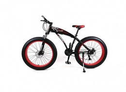 DYM Vélos de montagne Fat Tires Vélo De Montagne Hommes Vélo De Montagne 7 / 21 / 24 / 27 Vitesses, 26 Pouces Fat Tire Vélos De Route Vélo De Neige Avec Freins À Disque Et Fourche À Suspension, Noir rouge, 24 vitesses