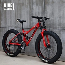 FLJMR Vélos de montagne Fat Tires Vélo VTT Top, Fat Wheel Moto / Fat Bike / Fat Tire Mountain Bike, Beach Cruiser Fat Tire Bike Snow Bike Fat Big Tire Bicycle 21 Vitesses Fat Bikes pour Adulte, Rouge, 26IN