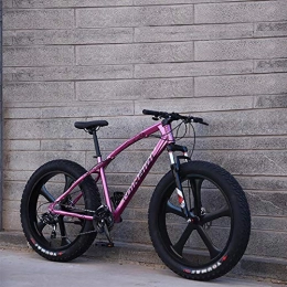 WSZGR vélo WSZGR Hommes'S Haute-Acier De Carbone Cadre Hardtail Vélo VTT, 26 Pouces Fat Tire Vélo, Hommes Femmes Étudiants Vitesse Variable Vélo Pink 5 Spoke 26" 7-Vitesse