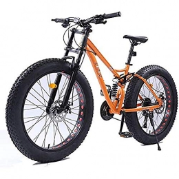 WXX Vélos de montagne Fat Tires WXX Adulte VTT Haute Teneur en Carbone Frame en Acier 26 Pouces 4.0 Pneus Fat Motoneige Double Frein À Disque Damping Hors Route De Course À Vitesse Variable De Bicyclette, Orange, 24 Speed