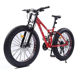 WXX Vélos de montagne Fat Tires WXX Adulte VTT Haute Teneur en Carbone Frame en Acier 26 Pouces 4.0 Pneus Fat Motoneige Double Frein À Disque Damping Hors Route De Course À Vitesse Variable De Bicyclette, Rouge, 24 Speed