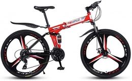Aoyo Vélos de montagne pliant 26" 21-Speed ​​VTT for adulte, complet léger Suspension Cadre, fourche à suspension, frein à disque (Color : Red)