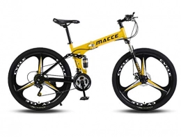 DGAGD vélo DGAGD Mountain Folding Bike 26-inch Variable Speed Double Shock Absorbing Bicycle Tri-Cutter Wheel-Jaune_24 Vitesses
