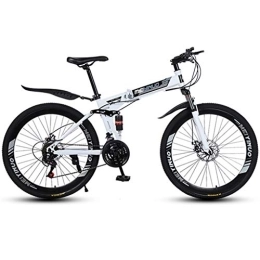 Dsrgwe Vélos de montagne pliant Dsrgwe VTT, Pliant VTT, Plein Suspension Vélos VTT, Suspension Double et Double Frein à Disque, 26 Pouces Roues Spoke (Color : White, Size : 27-Speed)