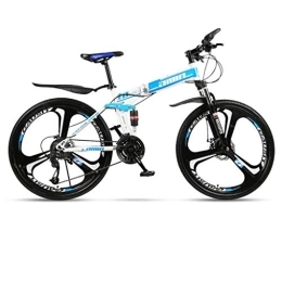 Dsrgwe vélo Dsrgwe VTT, VTT, Cadre en Acier Vélos pliants hardtails, Suspension Double et Double Disque de Frein, Roues 26 Pouces (Color : Blue, Size : 27-Speed)