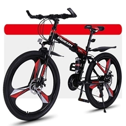 Dsrgwe vélo Dsrgwe VTT, VTT, Pliant Dur Queue Mountain Bicycles, Cadre en Acier, Double Suspension et de Frein à Disque, 26 Pouces Roues (Color : B, Size : 24-Speed)