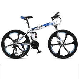 Dsrgwe vélo Dsrgwe VTT, VTT, Vélos de Montagne Pliant, Double Suspension et Double Disque de Frein, 26inch Roues en Alliage (Color : Blue, Size : 27-Speed)