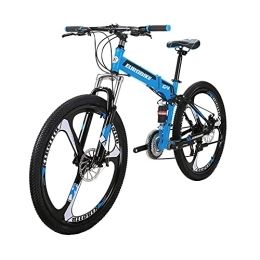 EUROBIKE vélo Eurobike G4 Vélo Pliant Vélo De Montagne Cadre en Acier 26 Pouces pour Hommes Adultes (Blue)