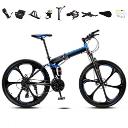 FBDGNG vélo FBDGNG Vélo VTT 24-26 pouces - Pliable - Unisexe - 30 vitesses - Vélo tout-terrain - Vitesse variable - Pour homme et femme - Double frein à disque / bleu / roue B - 61 cm