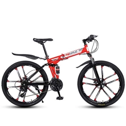 FLYFO Vélos de montagne pliant FLYFO Vélo de montagne adulte 26 pouces Absorbant les chocs vitesse variable pliable vélo étudiant 21 / 24 / 27 vitesses VTT VTT Rouge 27 vitesses