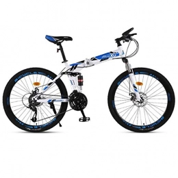 JLQWE vélo JLQWE Vélo VTT Vélos De Montagne, 26 Pouces Pliable Hardtail Mountain Bicycles, Cadre en Acier Au Carbone, Double Disque Et Frein Double Suspension (Color : Blue, Size : 27 Speed)