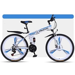 Kays vélo Kays VTT Vélo de Montagne 26" Pliable Montagne Vélos 27 Vitesses Femmes / Hommes Vélo Léger Carbone Cadre en Acier Full Suspension Frein À Disque (Color : White)