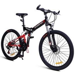 Kays vélo Kays VTT Vélo de Montagne Mountain Bike, 24 / 26 Pouces Pliable Montagne Vélos 24 Vitesses Cadre Léger en Acier Au Carbone Suspension Frein À Disque Avant (Color : Red, Size : 26'')