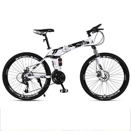 Kays Vélos de montagne pliant Kays VTT Vélo de Montagne Mountain Bike, 26 Pouces Pliable Dur Queue Mountain Bicycles, Cadre en Acier Au Carbone, Double Suspension À Double Disque De Frein (Color : White, Size : 21-Speed)