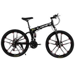 Kays vélo Kays VTT Vélo de Montagne Pliable Vélo De Montagne, Les Femmes Et Les Hommes, 21 / 24 / 27, 26” Délais Cadre en Acier Au Carbone, Suspension Complète, Frein À Disque (Color : Black, Size : 27speed)