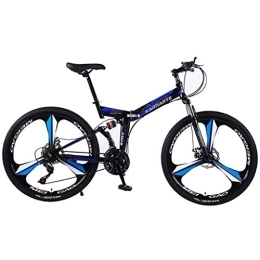 Kays vélo Kays VTT Vélo de Montagne VTT 26 Pouces Femmes / Hommes VTT Pliable Vélos Cadre Léger en Acier Au Carbone 21 / 24 / 27 Vitesses De Suspension Complète (Color : Blue, Size : 24speed)