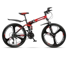 Kays Vélos de montagne pliant Kays VTT Vélo de Montagne VTT, 26 Pouces Pliant Vélos Dur-Queue, Full Suspension Et Double Disque De Frein, Cadre en Acier Au Carbone (Color : Red, Size : 21-Speed)