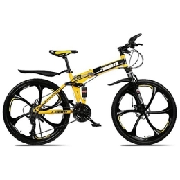 Kays vélo Kays VTT Vélo de Montagne VTT 26 Pouces Vélos Pliable 21 / 24 / 27 Femmes Délais / VTT Homme Lightweight Carbon Cadre en Acier De Suspension Complète (Color : Yellow, Size : 21speed)