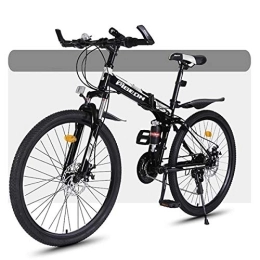 Kays Vélos de montagne pliant Kays VTT Vélo de Montagne VTT, Pliable Dur Queue Mountain Bicycles, Cadre en Acier Au Carbone, Double Suspension Et De Frein À Disque, 26 Pouces Roues (Color : Black, Size : 24-Speed)