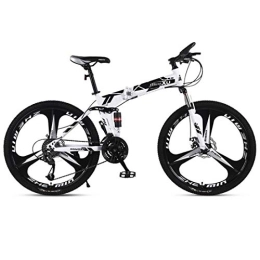 Kays vélo Kays VTT Vélo de Montagne VTT, Pliant 26 Pouces Roues Dur Queue Mountain Bicycles, Cadre en Acier Au Carbone, À Double Suspension À Double Disque De Frein (Color : White, Size : 24-Speed)