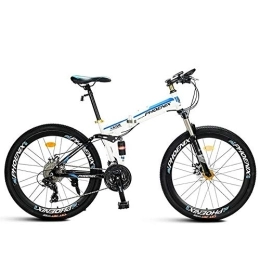 Kays vélo Kays VTT Vélo de Montagne VTT, Vélos Pliables Montagne Unisexe, Cadre en Acier Au Carbone, Double Suspension À Double Disque De Frein, 26 Pouces Roue, 21 Vitesses (Color : Blue)