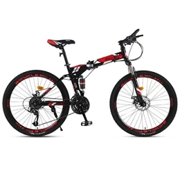 Kays Vélos de montagne pliant Kays VTT Vélo de Montagne Vélos De Montagne, 26 Pouces Pliable Hardtail Mountain Bicycles, Cadre en Acier Au Carbone, Double Disque Et Frein Double Suspension (Color : Red, Size : 24 Speed)