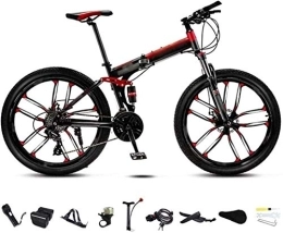 KRXLL Vélos de montagne pliant KRXLL Bikes 24-26 Pouces VTT Vélo Unisexe Commuter Vélo Commutateur 30 Vitesses Pliable Vélo Vélo Double Disque De Frein / Rouge / C Roue