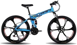 KRXLL Vélos de montagne pliant KRXLL Vélo Pliant Vélo de Montagne Vélo à Queue Dure Vélo de Vitesse Vélo Tout Suspendu VTT Étudiant Adulte Vélo à Vitesse Variable-Bleu_21 Vitesses