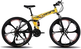 KRXLL Vélos de montagne pliant KRXLL Vélo Pliant Vélo de Montagne Vélo à Queue Dure Vélo de Vitesse Vélo Tout Suspendu VTT Étudiant Adulte Vélo à Vitesse Variable-Jaune_27 Vitesses