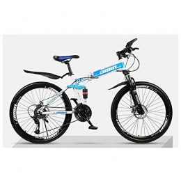 KXDLR Vélos de montagne pliant KXDLR Pliante VTT Vélo Une Roue À Double Disque Freins Hors Route Vélo Homme Étudiant Adulte 21 Vitesse 26 Pouces, Bleu