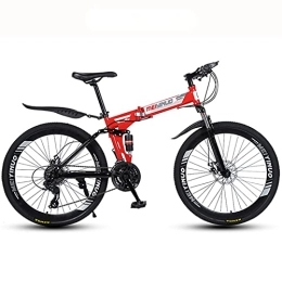 LHQ-HQ vélo LHQ-HQ 26 Pouces 27 Vitesses 40 Roues VTT Adulte Vélo À Vitesse Variable Pliant VTT Double Frein À Disque Vélo Amortisseur, Rouge