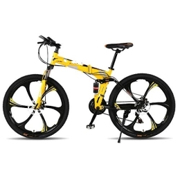 Liutao vélo Liutao Vélo Adulte Amortisseur Double Disque Frein Une Roue Offroad Vitesse Vélo VTT Pliable 26*17(165-175cm) Marron