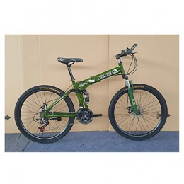 LKAIBIN Vélos de montagne pliant LKAIBIN Vélo de Cross Country de Lkiibin Sports de Plein air 26 Pouces VTT avec Suspension Double / Frein à Disque, 27 Vitesses vélo Pliant avec HighCarbon Cadre en Acier (Color : Green)