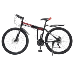 LNINNERY vélo LNINNERY Vélo VTT pliable 26 pouces 21 vitesses pour adultes pour les excursions en plein air, le camping (noir et rouge)