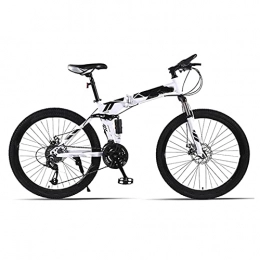 MAG.AL vélo MAG.AL Vélo Sport Pliant, Suspension Complète VéLo De Montagne, 24 Pouces D'extérieur VéLos De Route Mountain Bike, Double Frein à Disque, Vélo pour Garçons, Filles, Blanc, 24 Pouces 24 Vitesses