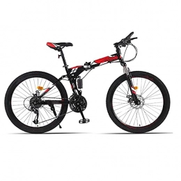 MAG.AL vélo MAG.AL Vélo Sport Pliant, Suspension Complète VéLo De Montagne, 24 Pouces D'extérieur VéLos De Route Mountain Bike, Double Frein à Disque, Vélo pour Garçons, Filles, Rouge, 24 Pouces 27 Vitesses