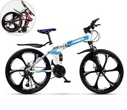 MOOLUNS vélo MOOLUNS 24 Pouces Garçon Vélo de Montagne, Roue Intégrée à 6 Couteaux Pliant Vélos en Acier Au Carbone, Double Choc Vitesse Variable Vélo, Unisexe, Bleu, 24in (27 Speed)