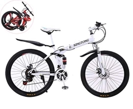 MOOLUNS vélo MOOLUNS 26 Pouces Double Absorption des Chocs Vélo Pliable, Unisexe Acier à Haute Teneur en Carbone Vitesse Variable Vélo de Montagne, Blanc, 26in (24 Speed)