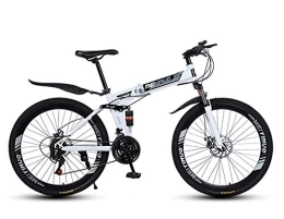 MOOLUNS vélo MOOLUNS Vélo de Montagne, Pliant 26 Pouces Vélos en Acier Au Carbone, Double Choc Vitesse Variable Adulte Vélo, 40 Roues à Rayons Couteaux, Hauteur Appropriée 160-185cm, Blanc, 26 in (27 Speed)