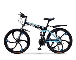 MOOLUNS vélo MOOLUNS Vélo de Montagne, Pliant 26 Pouces Vélos en Acier Au Carbone, Double Choc Vitesse Variable Adulte Vélo, Roue Intégrée à 6 Couteaux, Hauteur Appropriée 160-185cm, Bleu, 26in (27 Speed)