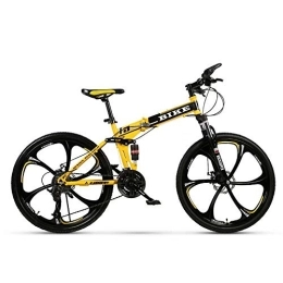 Generic vélo Mountain Bike, Mountainbike Pliable 24 / 26 Pouces, vélo VTT avec 6 molettes, Jaune