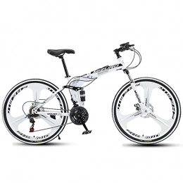 MQJ Vélos de montagne pliant MQJ 21 / 24 / 27 Vitesse Avec Frein À Double Disque Supérieur Précise Suspension Complète 24 / 26 Pouce Pliante Vtt Pour Hommes Femmes Adultes Vélo de Vélo Portable Trek Bicyclettes, C, 24 Pouces 27 Vitesse