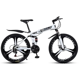 MQJ vélo MQJ Vélo de Montagne Adulte 24 / 26 Pouces Ville Cross-Pays Pliante Bicyclette Double Amortisseur 21 / 24 / 27 Vitesse Adulte Bicycle Frein Disc, B, 24 Pouces 24 Vitesses