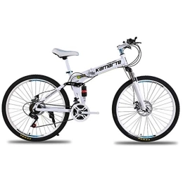 MSM vélo MSM Homme's Vélo VTT, Pliage Vélo VTT Pas-Glisser Vélo pour Adultes Adolescents, Pliable VTT 24 26 Pouces, MTB Vélo avec 6 Roue De Coupe Blanc 24", 24 Vitesse